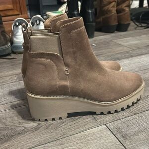 Brown wedged booties size 10 worn once
